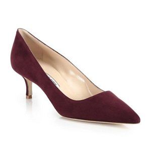 NEW Manolo Blahnik BB 50mm Suede Pumps - Bordeaux/Maroon Size -  7 US / 37 IT